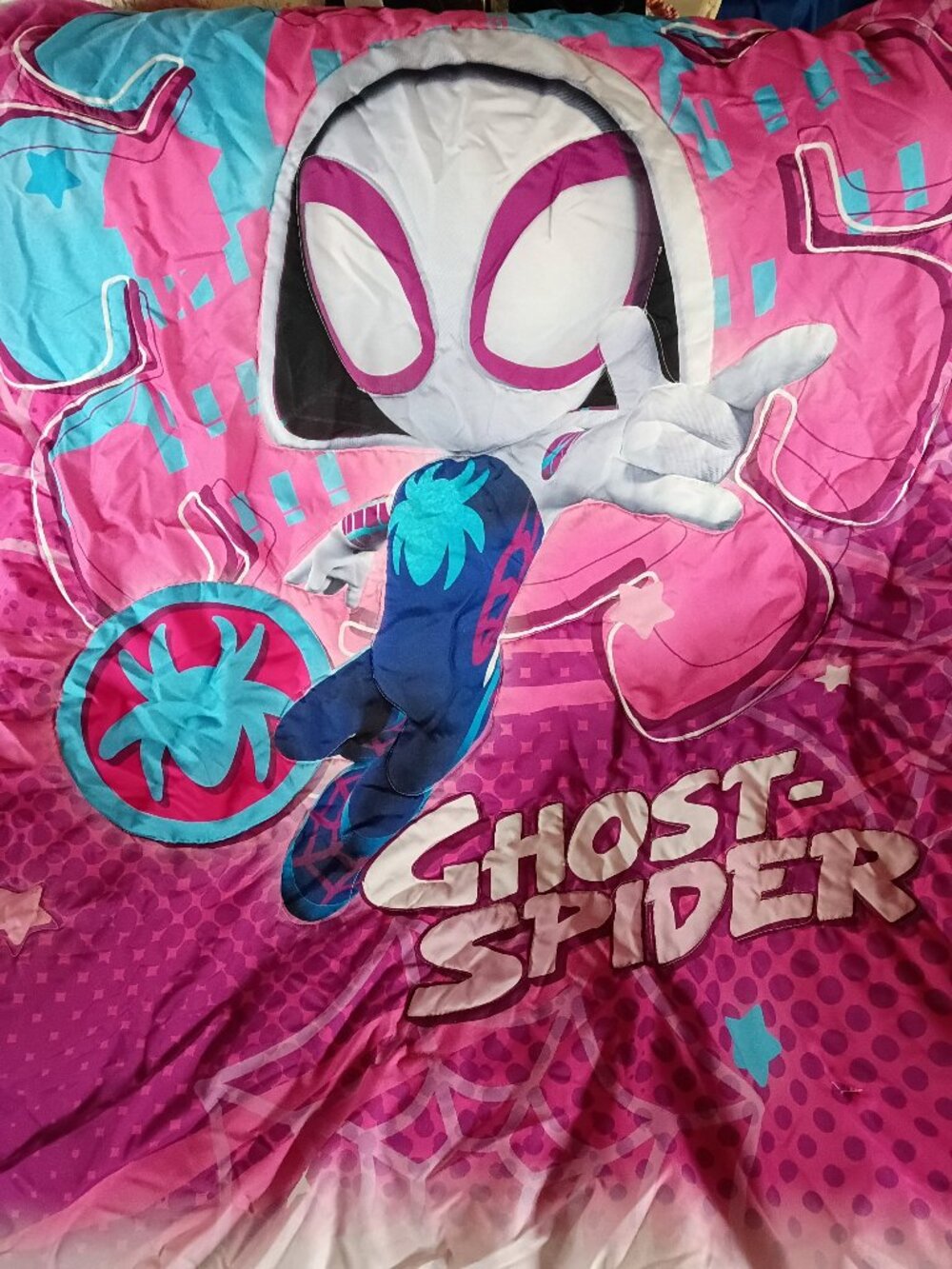 Gently used 4 piece Ghost Spidey crib set